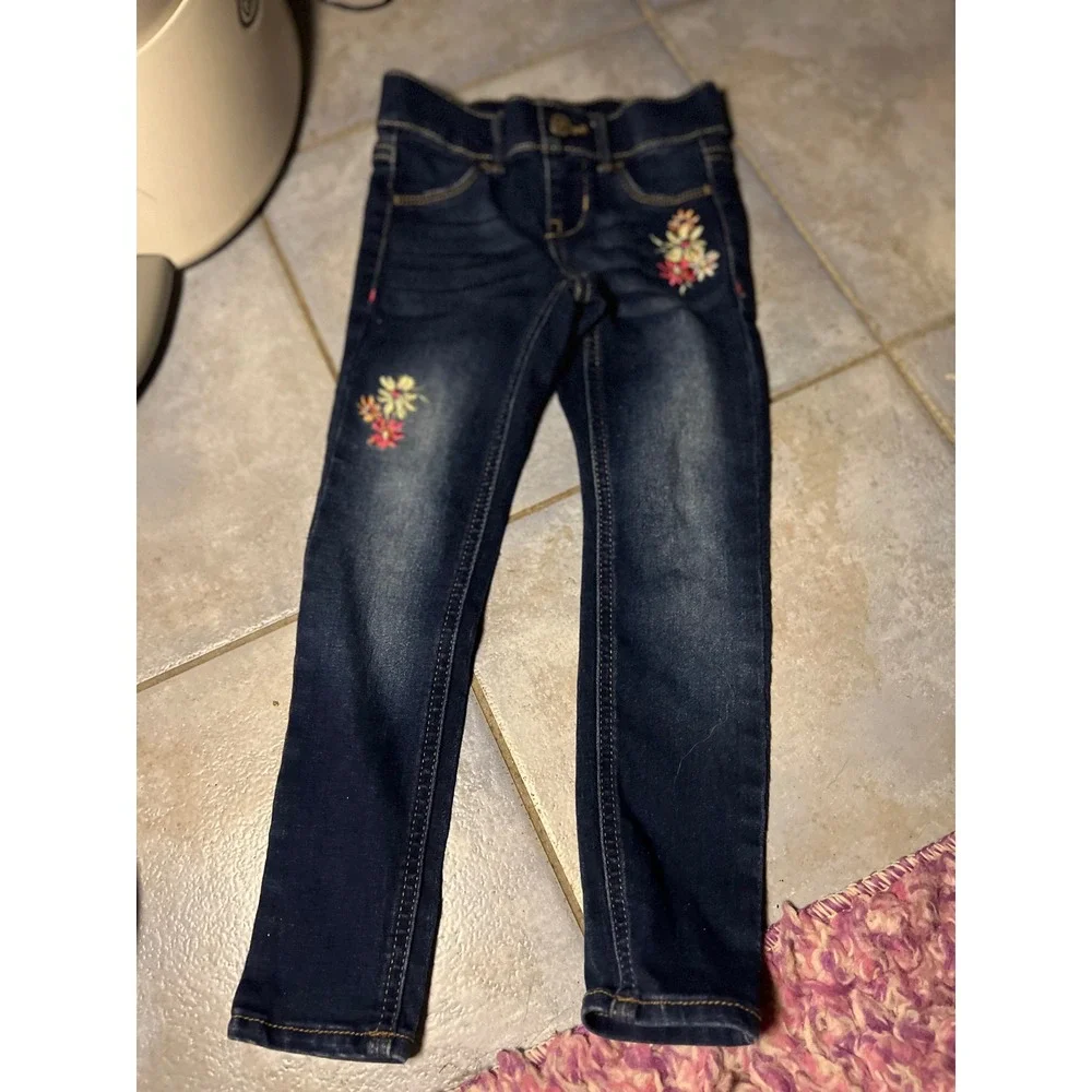 Wonder Nation Jeggings & Childrens Place Pink Polo Shirt Set Girls XS 4-5 Floral